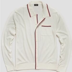 Todd Snyder White Cardigan with Red and Black Trim